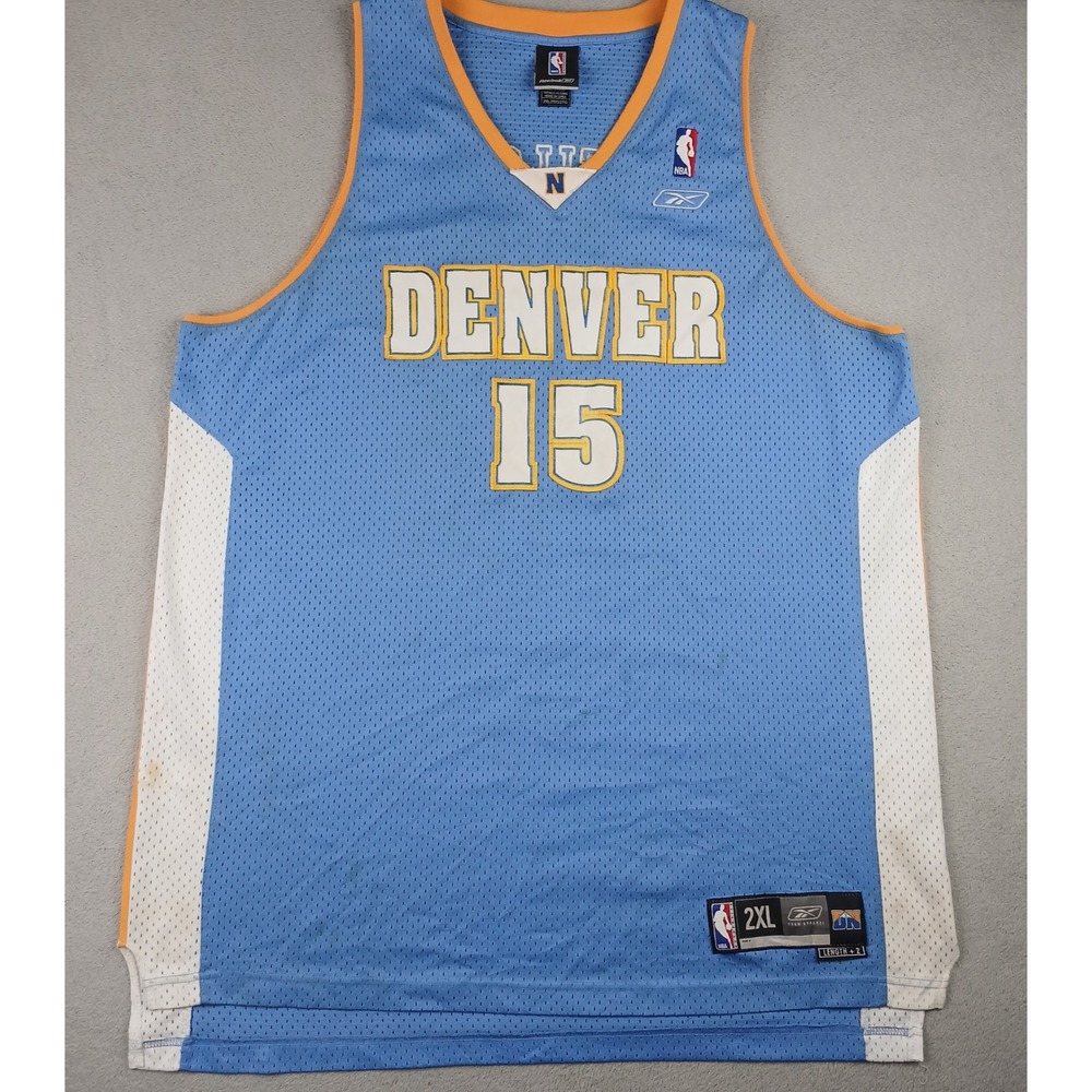Reebok Denver Nuggets Jersey Mens 2XL Carmelo Anthony 15 Blue 7045A 04 2000s